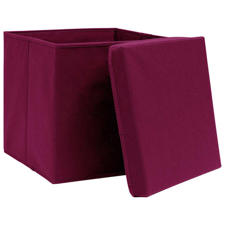 Vidaxx boîtes de rangement avec couvercle 4 pcs 28x28x28 cm rouge foncé