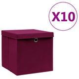 Vidaxx boîtes de rangement avec couvercle 10 pcs 28x28x28 cm rouge foncé