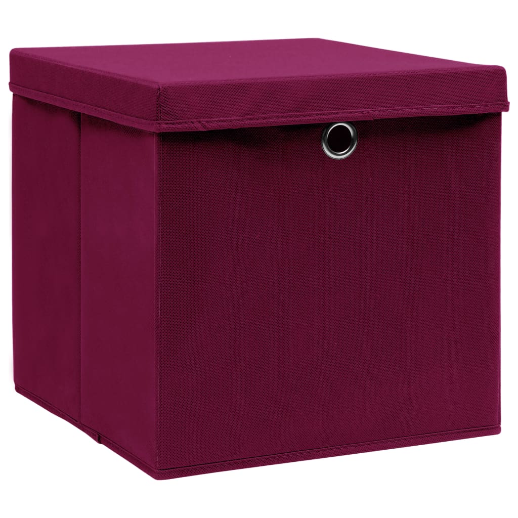 Vidaxx boîtes de rangement avec couvercle 10 pcs 28x28x28 cm rouge foncé