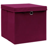 Vidaxx boîtes de rangement avec couvercle 10 pcs 28x28x28 cm rouge foncé