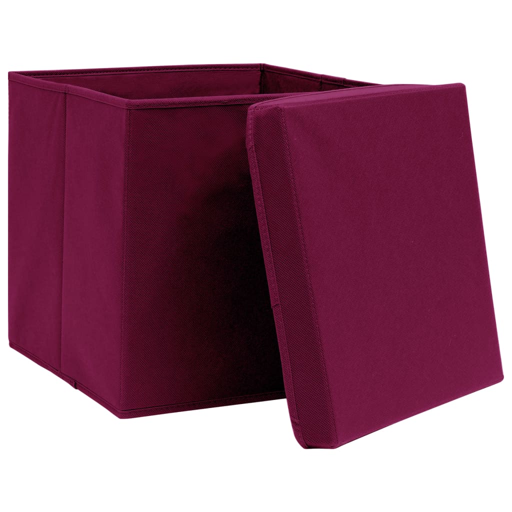 Vidaxx boîtes de rangement avec couvercle 10 pcs 28x28x28 cm rouge foncé
