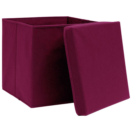 Vidaxx boîtes de rangement avec couvercle 10 pcs 28x28x28 cm rouge foncé