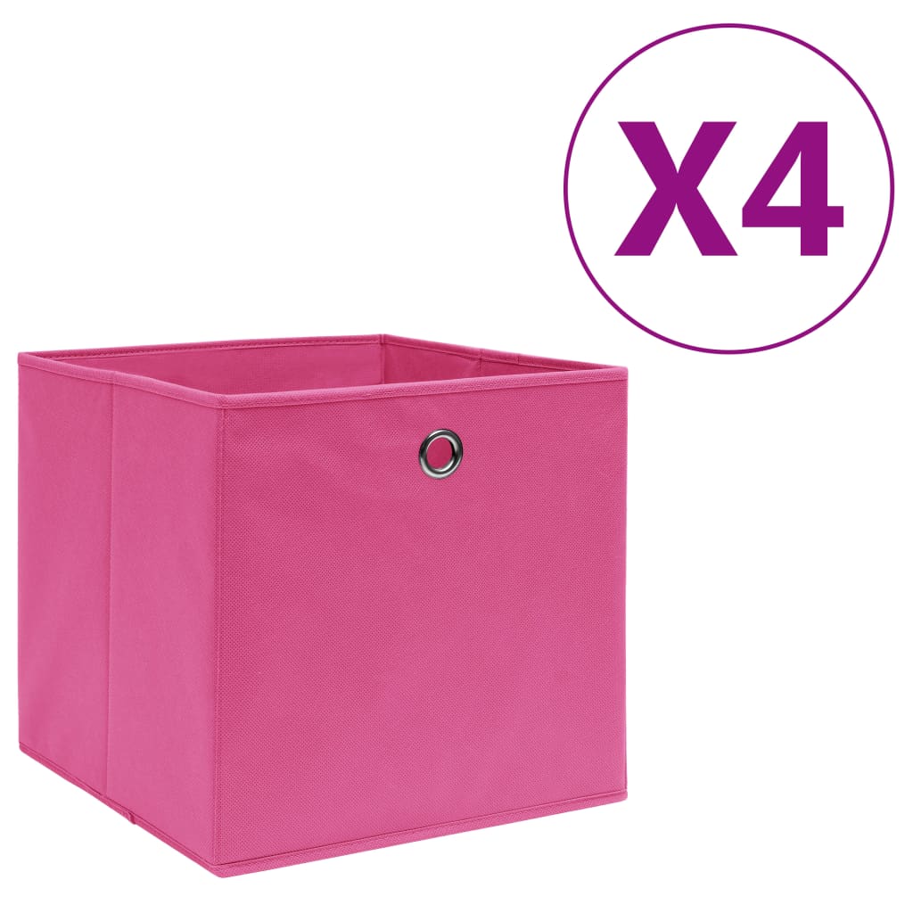 Úložné boxy Vidaxl 4 ks 28x28x28 cm Netkaná látka růžová