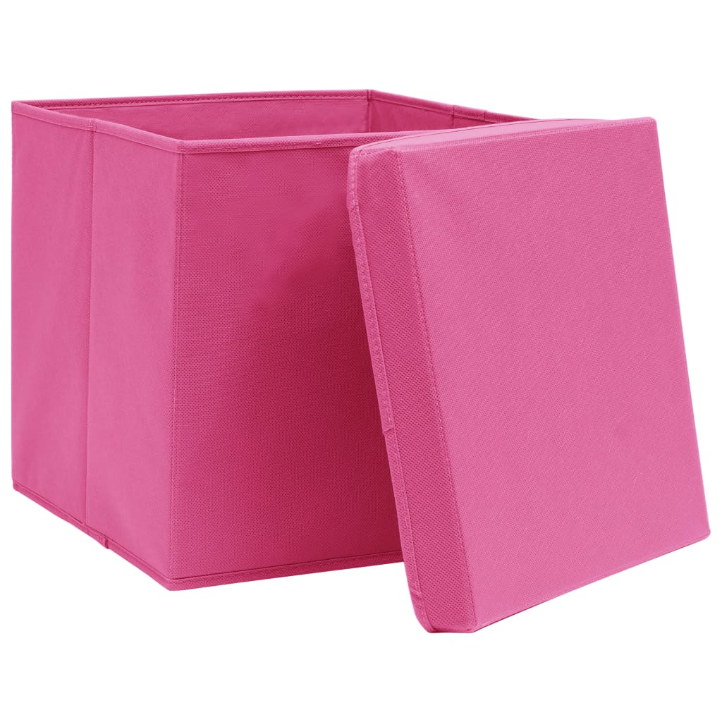 Boîtes de stockage Vidaxl avec couvercle 4 PCS 28x28x28 cm rose