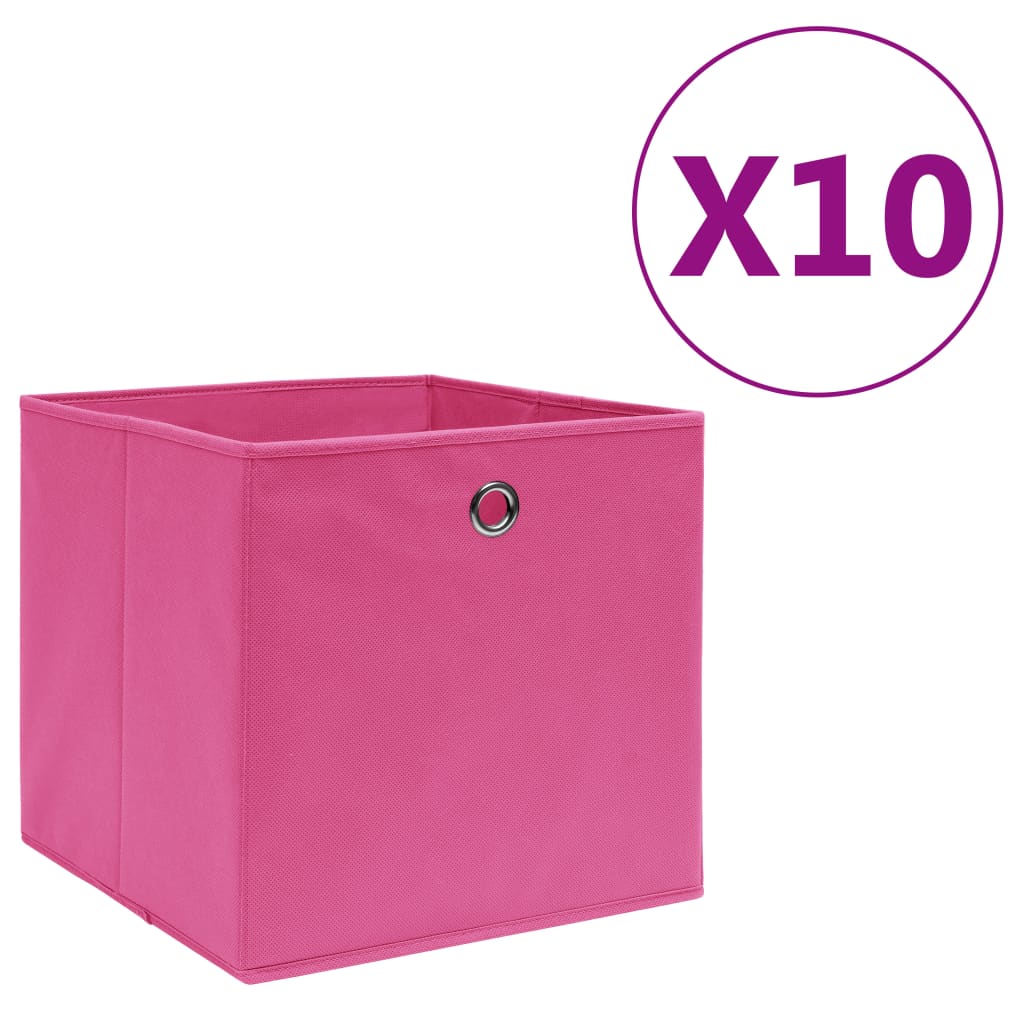 Boîtes de rangement Vidaxl 10 ST 28X28X28 CM ROSE TISSE NON TELOV