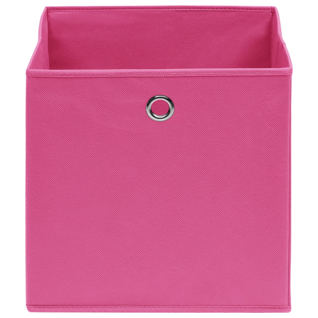 Cajas de almacenamiento de Vidaxl 10 ST 28x28x28 cm de tela no tejida rosa