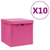 Vidaxx boîtes de rangement avec couvercle 10 pcs 28x28x28 cm rose