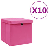 Scatole di archiviazione Vidaxl con coperchio 10 ST 28x28x28 cm rosa