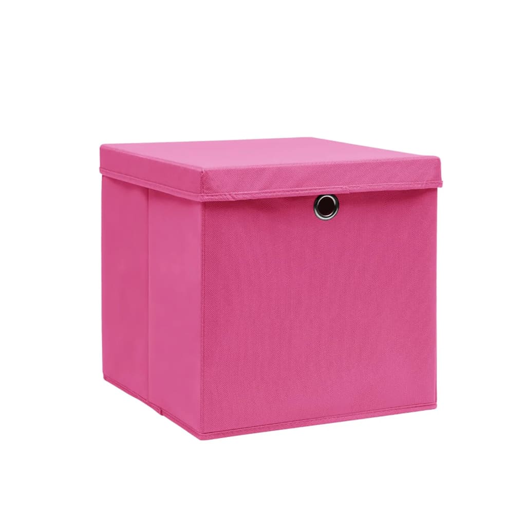 Scatole di archiviazione Vidaxl con coperchio 10 ST 28x28x28 cm rosa