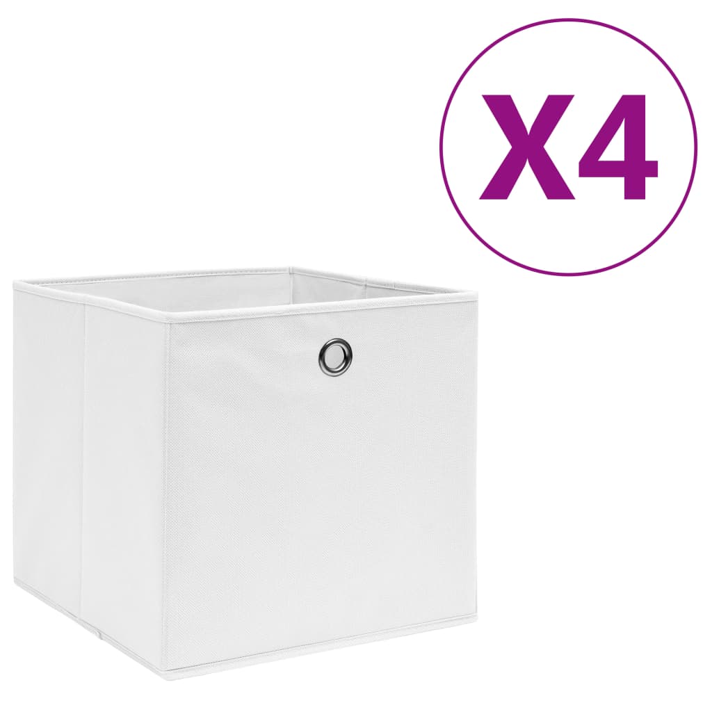 Cajas de almacenamiento de Vidaxl 4 PCS 28x28x28 CM Fabricación no tejida blanca