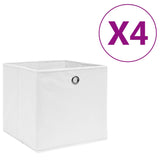 Cajas de almacenamiento de Vidaxl 4 PCS 28x28x28 CM Fabricación no tejida blanca