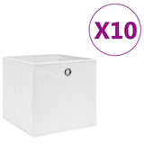 Boîtes de rangement Vidaxl 10 PCS 28X28X28 CM Tissu non tissé blanc