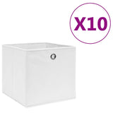 Boîtes de rangement Vidaxl 10 PCS 28X28X28 CM Tissu non tissé blanc