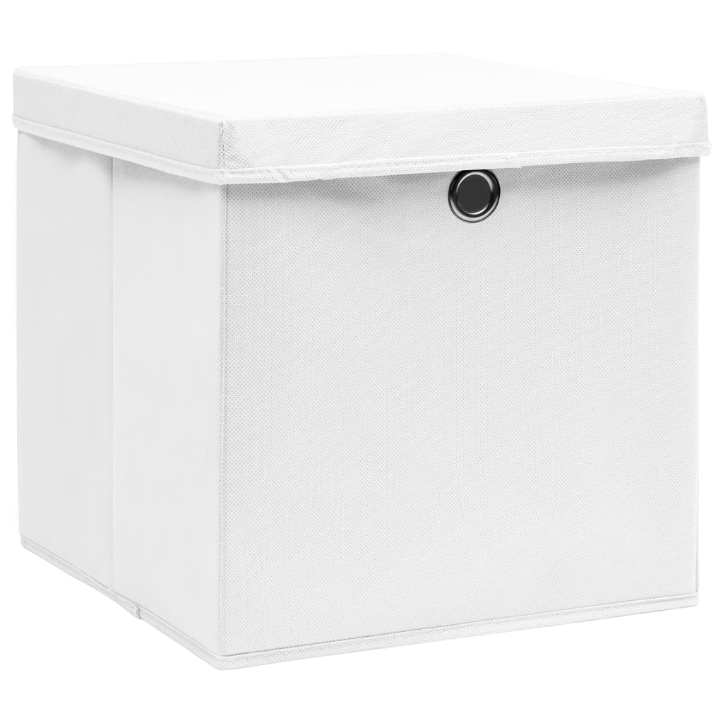 Vidaxl Storage boxes with lid 10 st 28x28x28 cm white