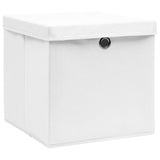 Vidaxl Storage boxes with lid 10 st 28x28x28 cm white