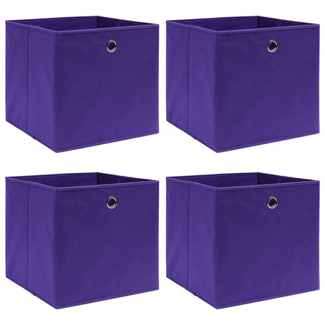 Boîtes de rangement Vidaxl 4 PCS 28X28X28 CM Tissu non tissé violet