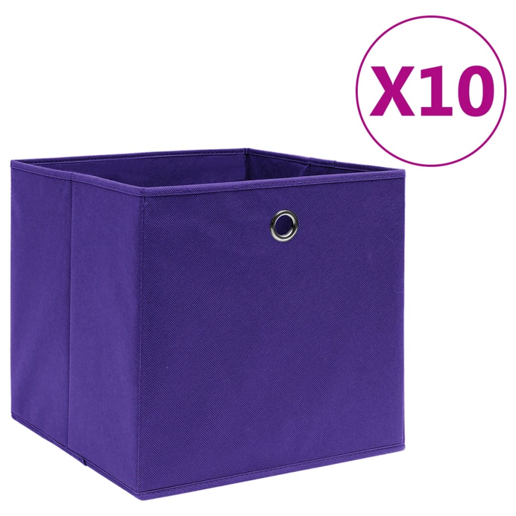 Vidaxx boîtes de rangement 10 pcs 28x28x28 cm tissu non tissé violet