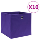 Vidaxx boîtes de rangement 10 pcs 28x28x28 cm tissu non tissé violet