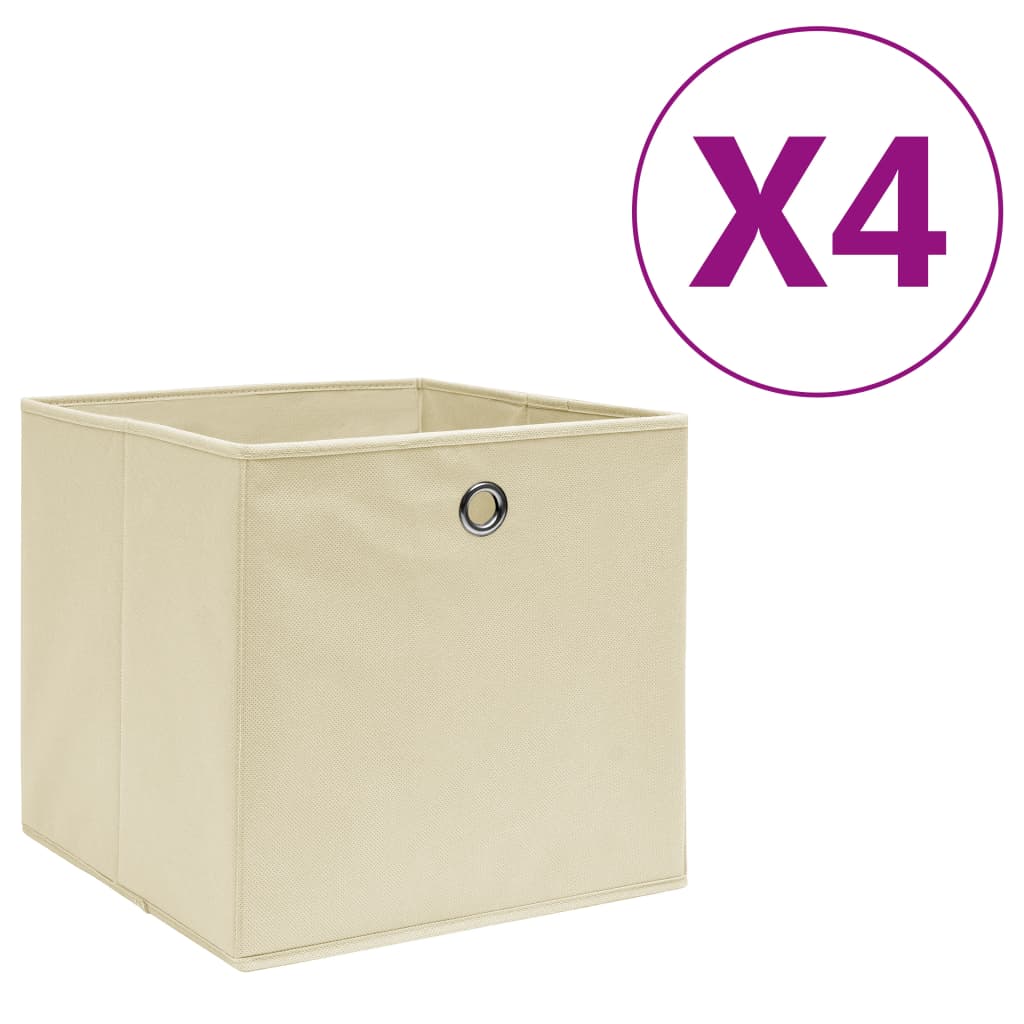 Vidaxl opbergboxen 4 st 28x28x28 cm nonwoven stof crèmekleurig