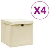 Vidaxx boîtes de rangement avec couvercle 4 pcs 28x28x28 cm couleur crème