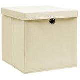 Vidaxx boîtes de rangement avec couvercle 4 pcs 28x28x28 cm couleur crème