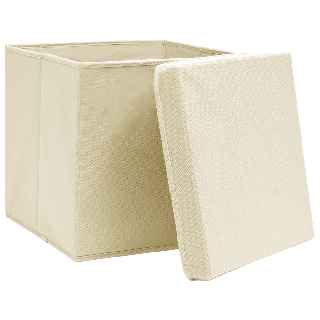 Vidaxx boîtes de rangement avec couvercle 4 pcs 28x28x28 cm couleur crème