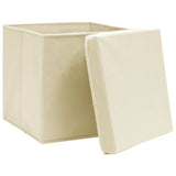Vidaxx boîtes de rangement avec couvercle 4 pcs 28x28x28 cm couleur crème
