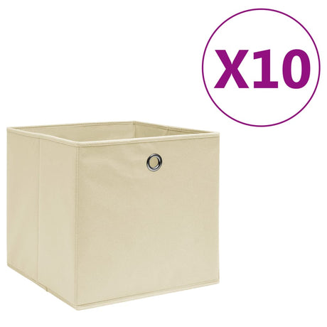 Boîtes de rangement Vidaxl 10 PCS 28X28X28 CM CRÈME DE FAX NON TELOV