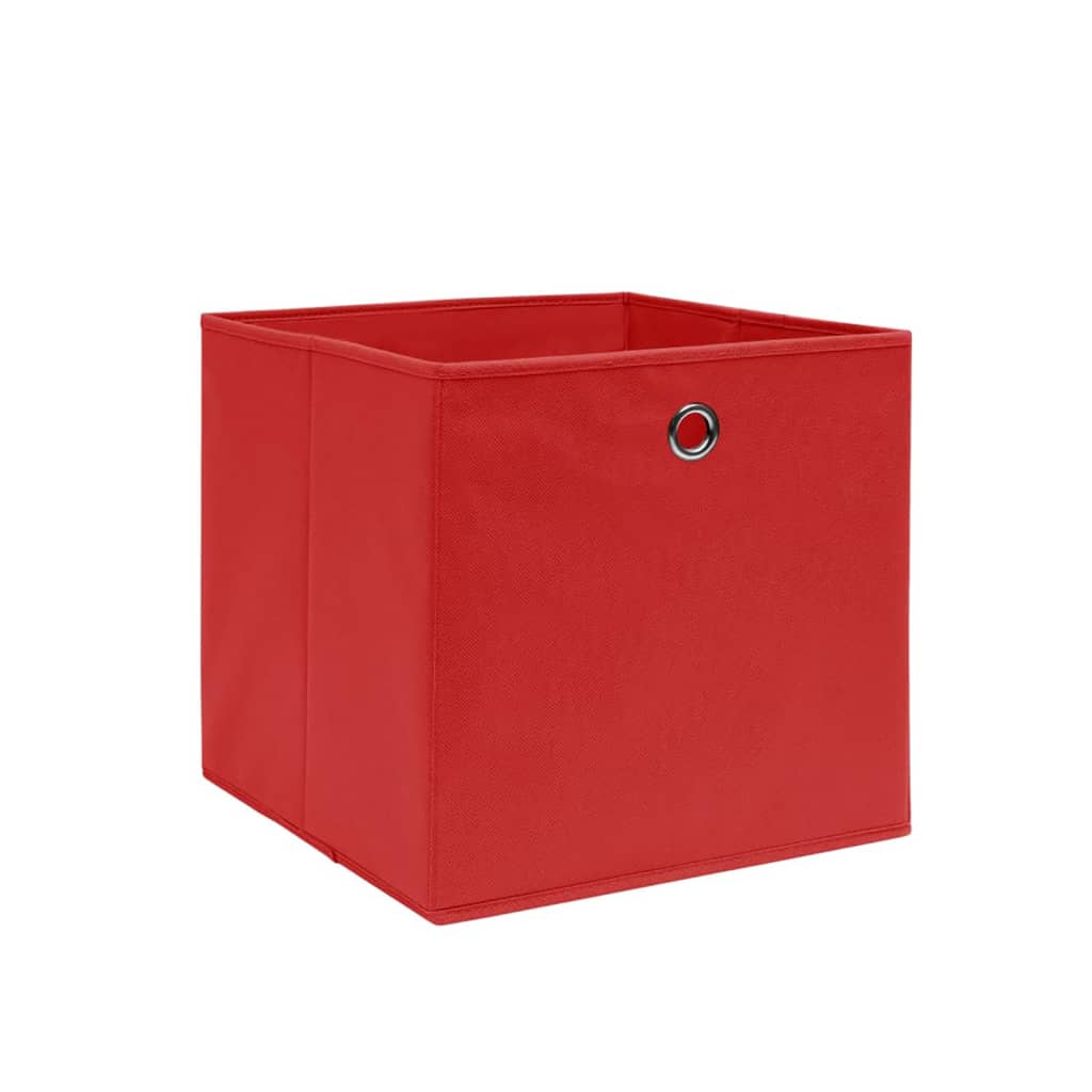 Cajas de almacenamiento de Vidaxl 4 PCS 28x28x28 cm de tela no tejida roja