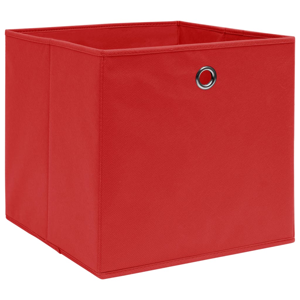 Cajas de almacenamiento de Vidaxl 4 PCS 28x28x28 cm de tela no tejida roja