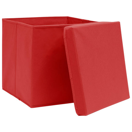 Boîtes de stockage Vidaxl avec couvercle 4 PCS 28x28x28 cm rouge