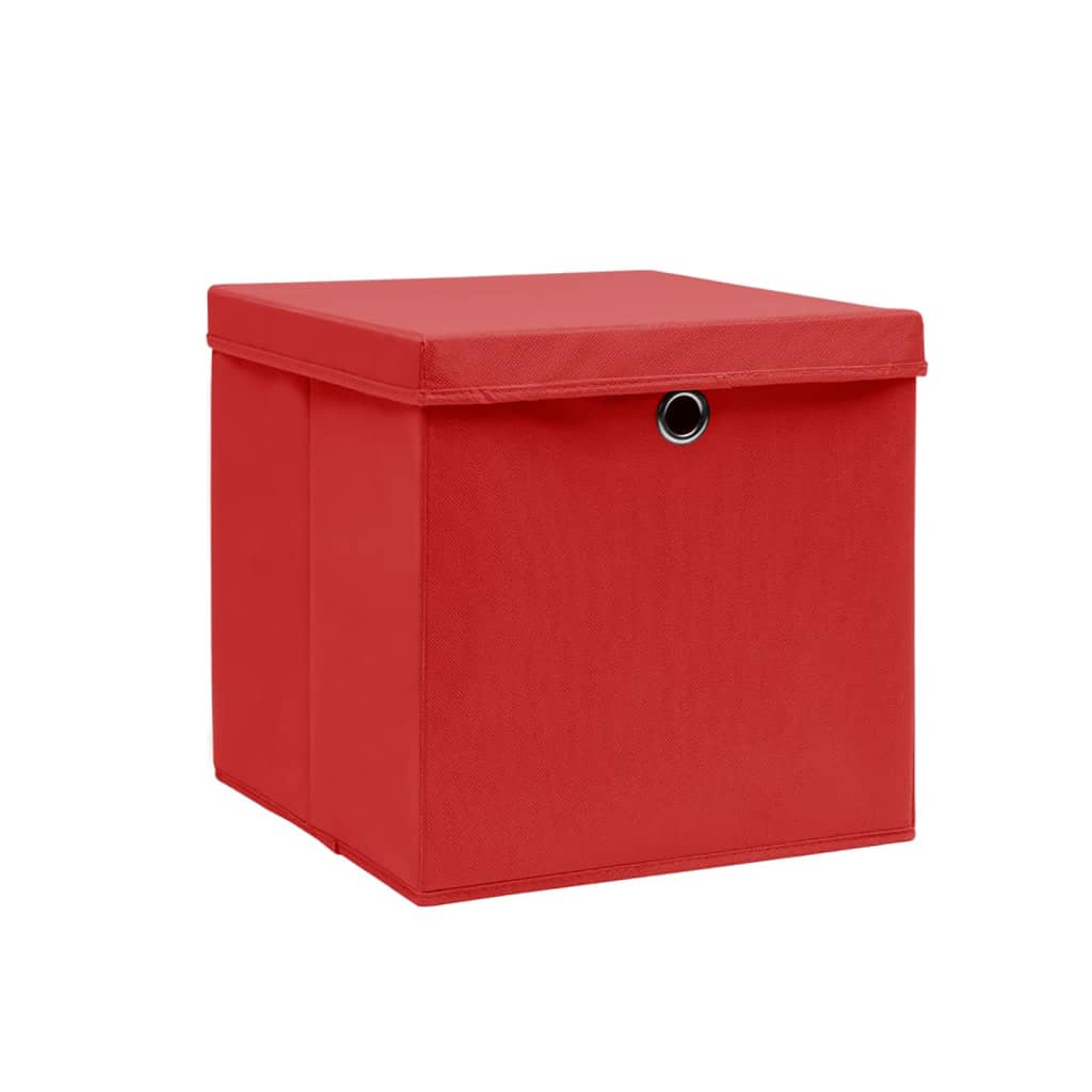 VIDAXL -Speicherboxen mit Deckel 10 PCs 28x28x28 cm rot