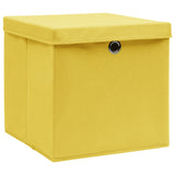 Boîtes de rangement Vidaxl avec couvercle 4 PCS 28x28x28 cm jaune