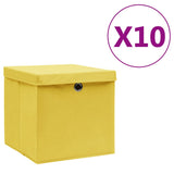 Boîtes de rangement Vidaxl avec couvercle 10 ST 28x28x28 cm jaune