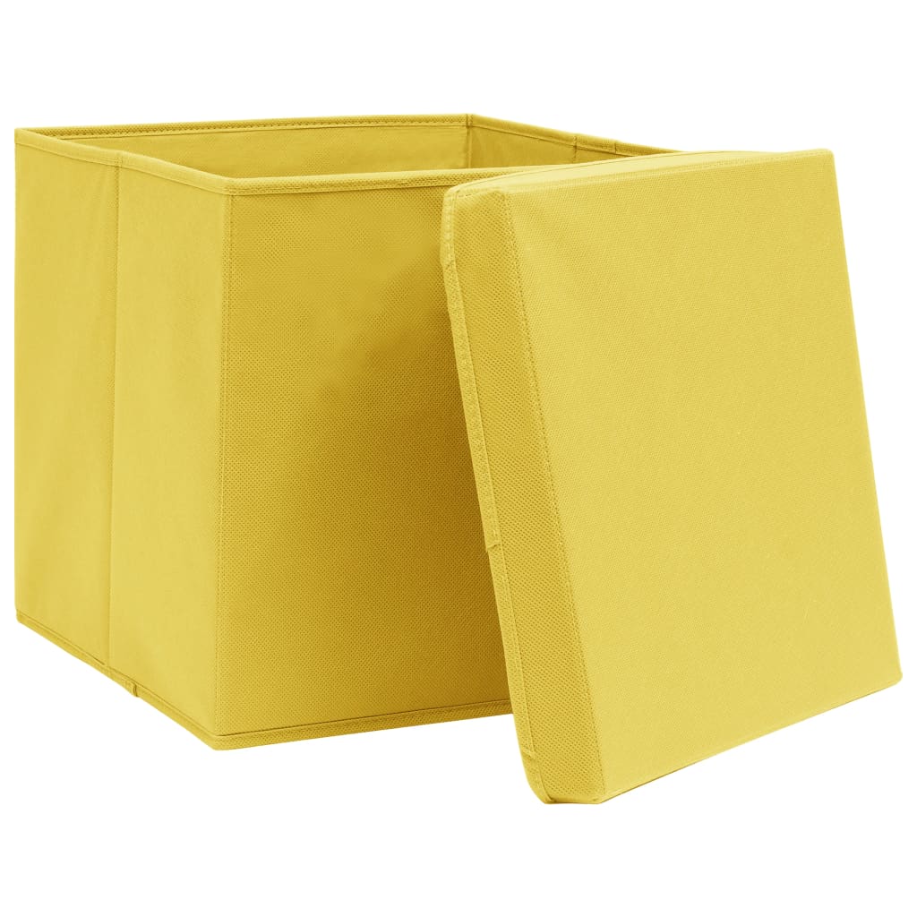 Cajas de almacenamiento de Vidaxl con tapa 10 st 28x28x28 cm amarillo