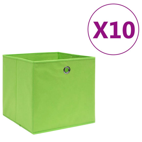 Boîtes de rangement Vidaxl 10 PCS 28X28X28 CM VERT DE TASS