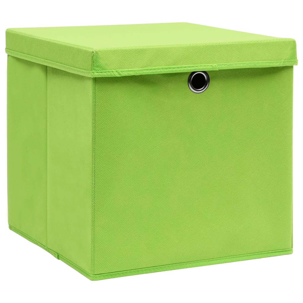 Boîtes de rangement Vidaxl avec couvercle 10 ST 28X28X28 CM VERT