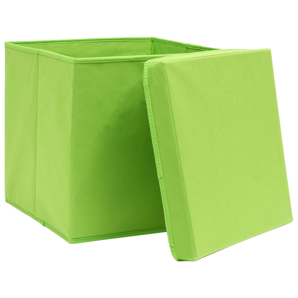 Vidaxl storage boxes with lid 10 st 28x28x28 cm green