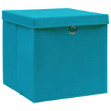 Vidaxl storage boxes with lid 10 st 28x28x28 cm baby blue