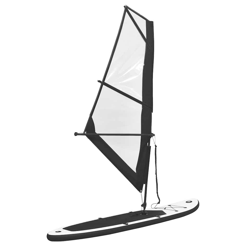 Vidaxl Stand Up Paddleboard Inflatable with Sailing Set Black and White