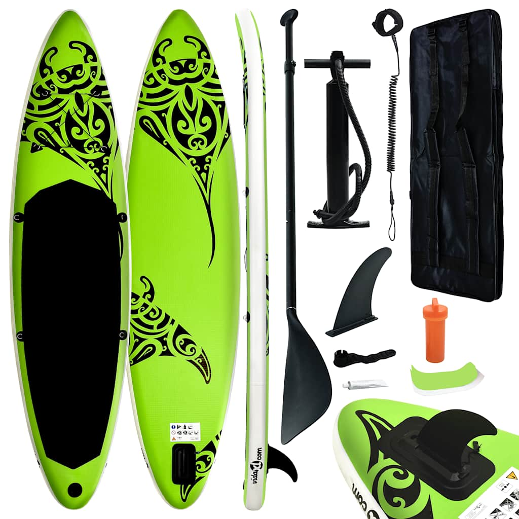 Vidaxl stand up paddleboardset opblaasbaar 320x76x15 cm groen