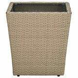 Vidaxl salontafel 41,5x41,5x44 cm poly rattan en gehard glas beige