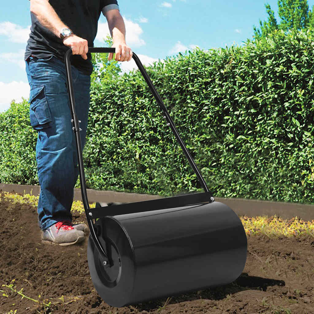 Rouleau à gazon Vidaxl 50 l 63 cm noir