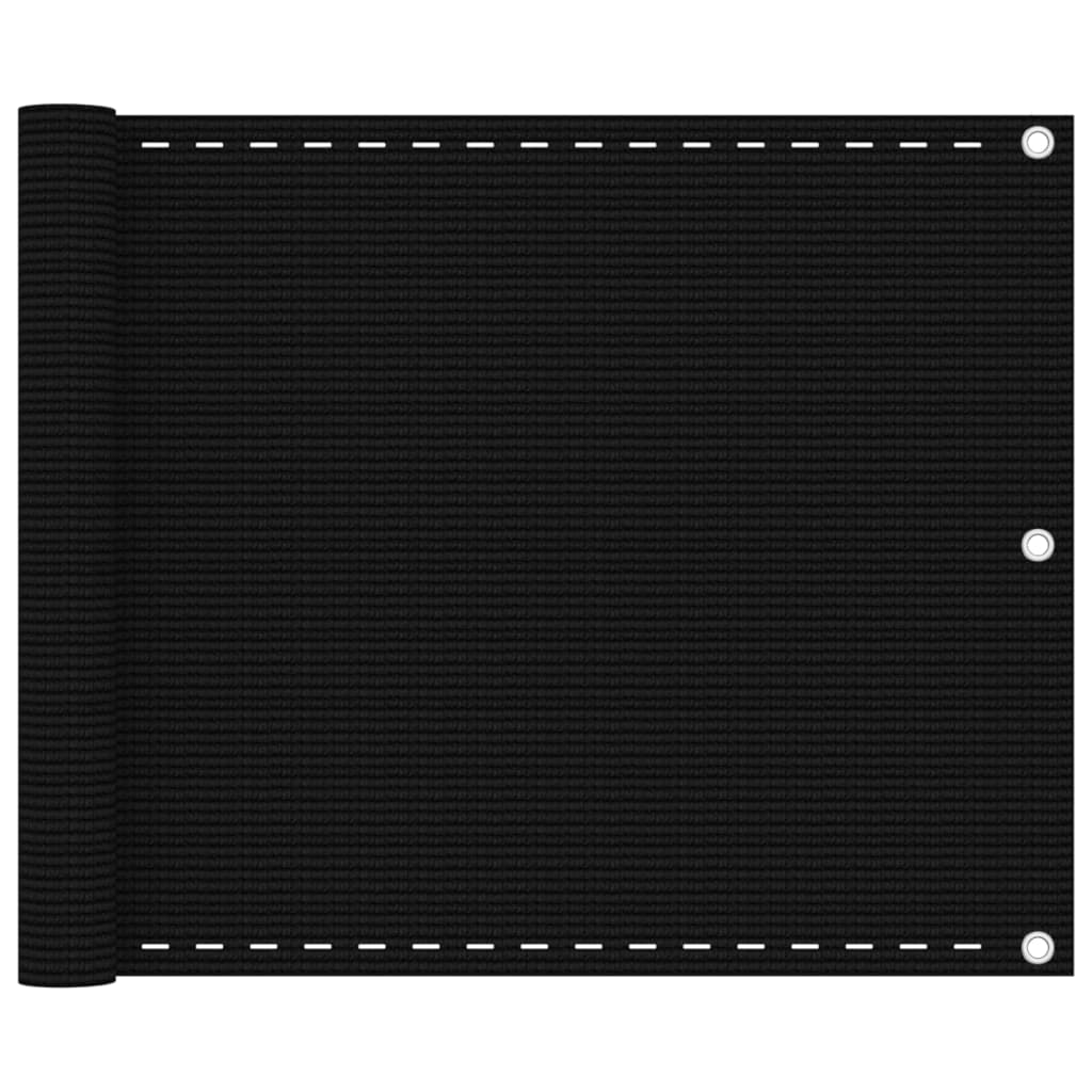 Écran de balcon Vidaxl 75x500 cm Black HDPE