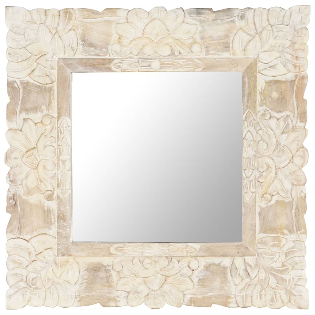 Miroir vidaxl 50x50 cm en bois de mangue solide blanc