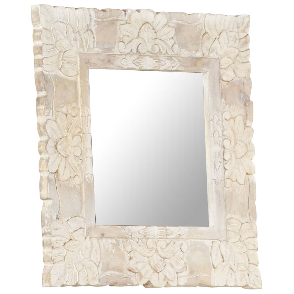 Vidaxl Mirror 50x50 cm Bianco di mango solido