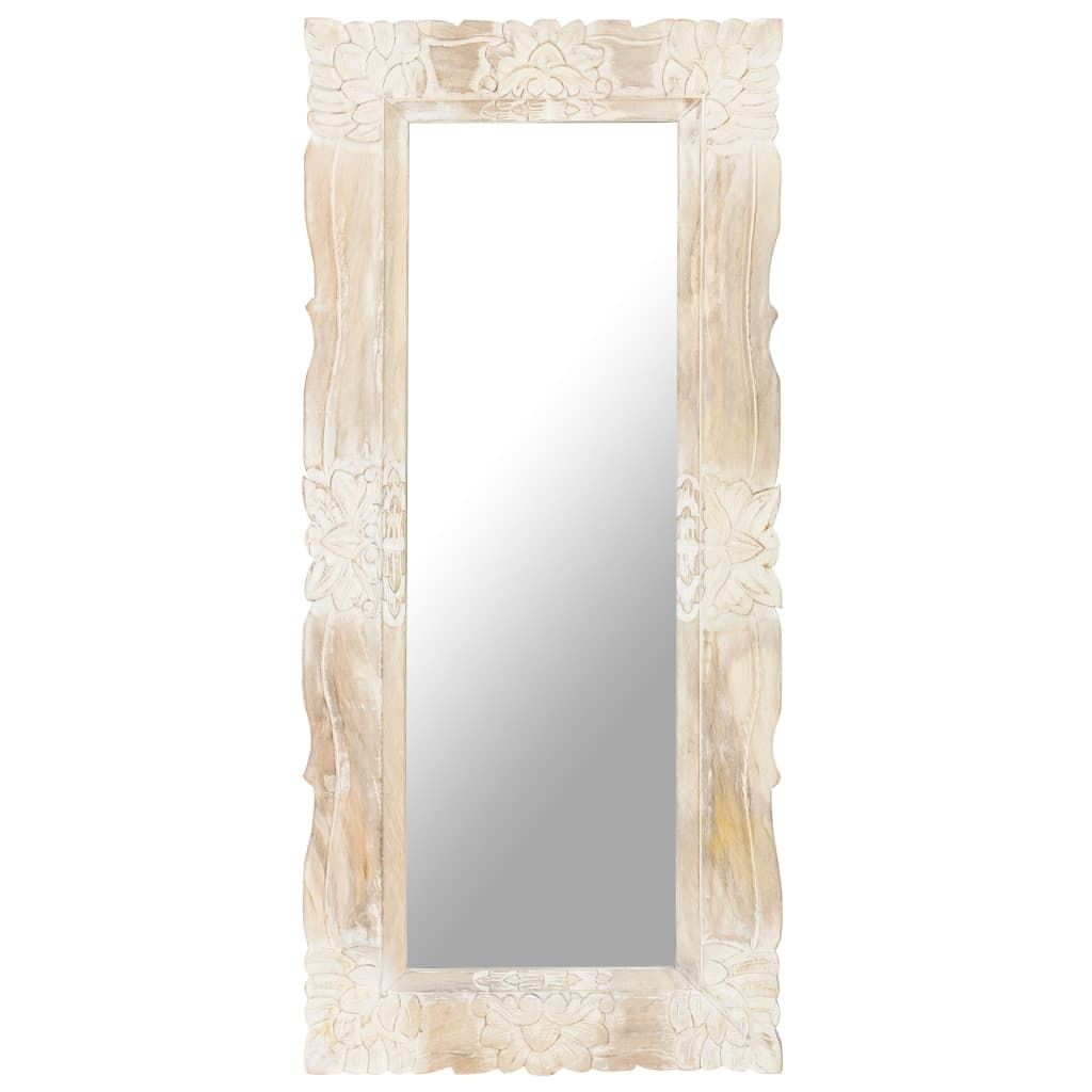 Vidaxl Mirror 110x50 cm Bianco di mango solido