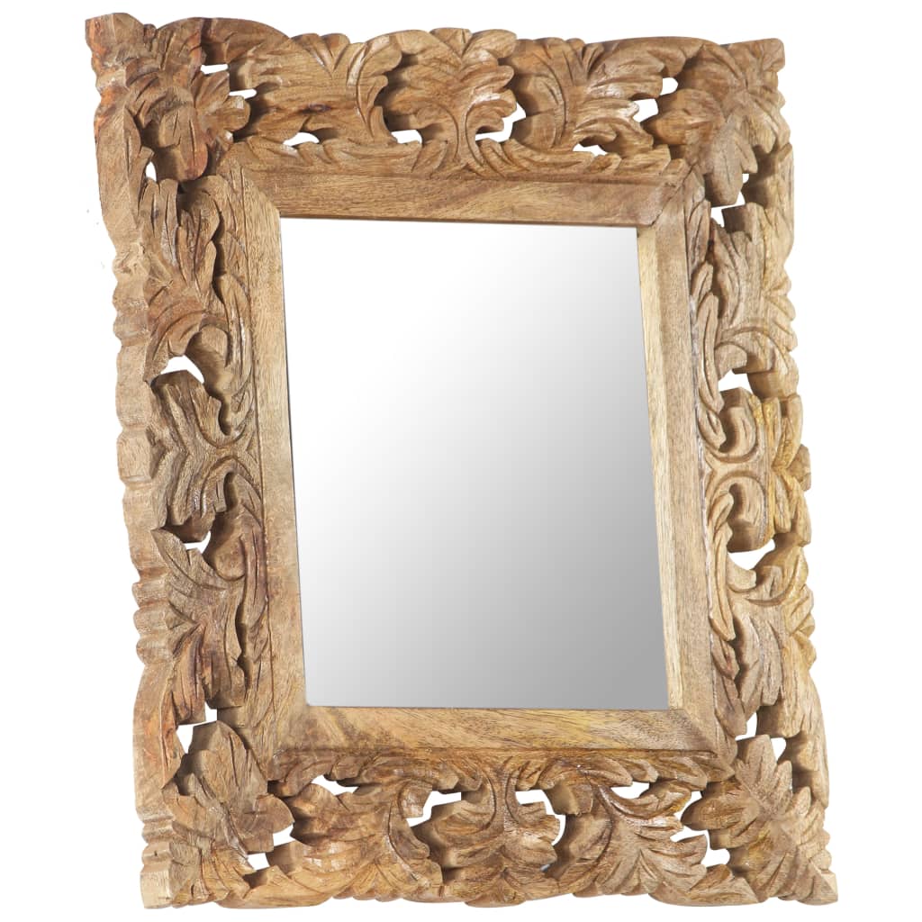 Vidaxl Mirror Hand -Cut 50x50 cm Solid Mango Wood Brown