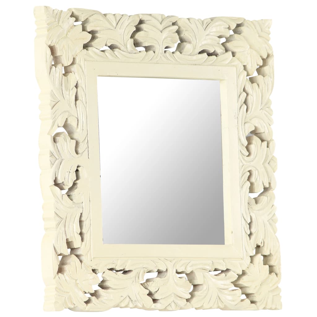 Vidaxl Mirror Hand -cort 50x50 cm de madera de mango sólida blanca