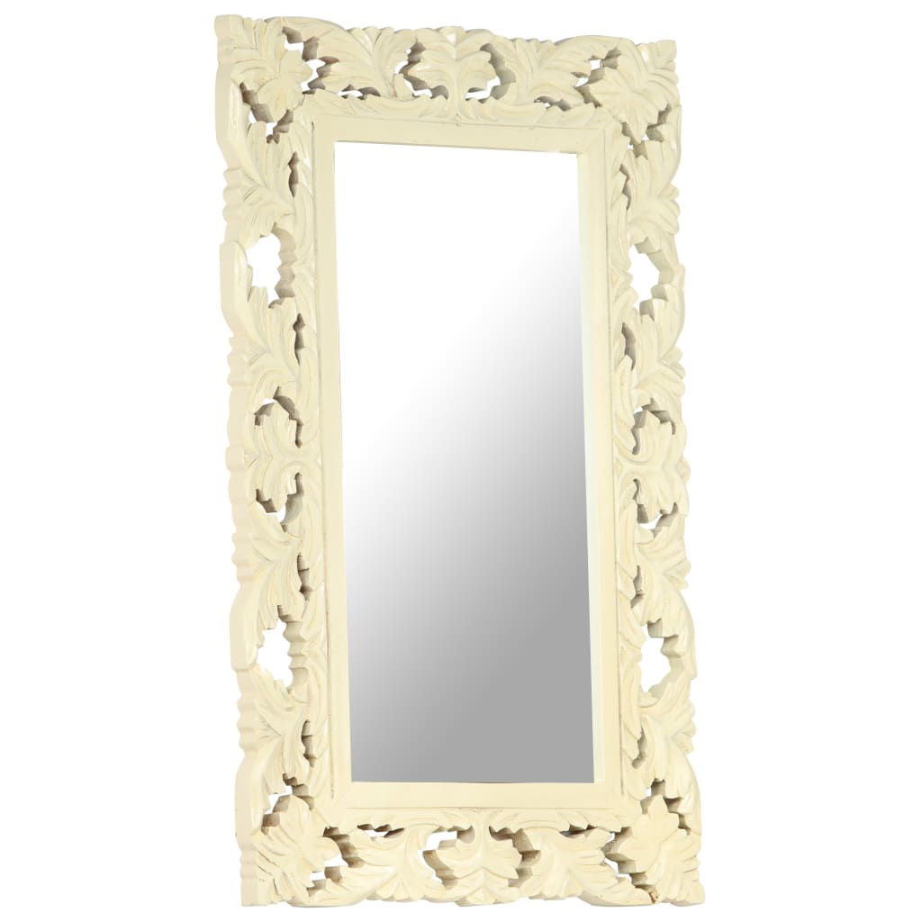 Vidaxl Mirror Hand -Cut 80x50 cm Solid Mangowood White